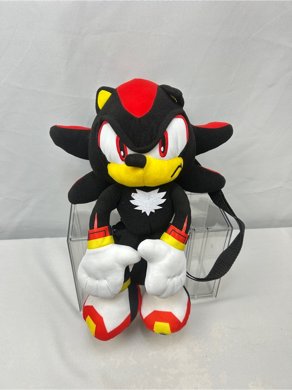 Black & Red Plush Hedgehog Kids Backpack with Yellow Accents